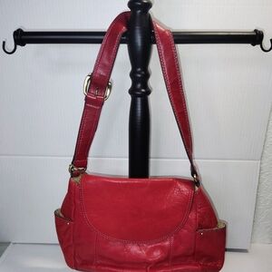 Vintage Liz Claiborne Est 1975 Red Leather Shoulder Bag